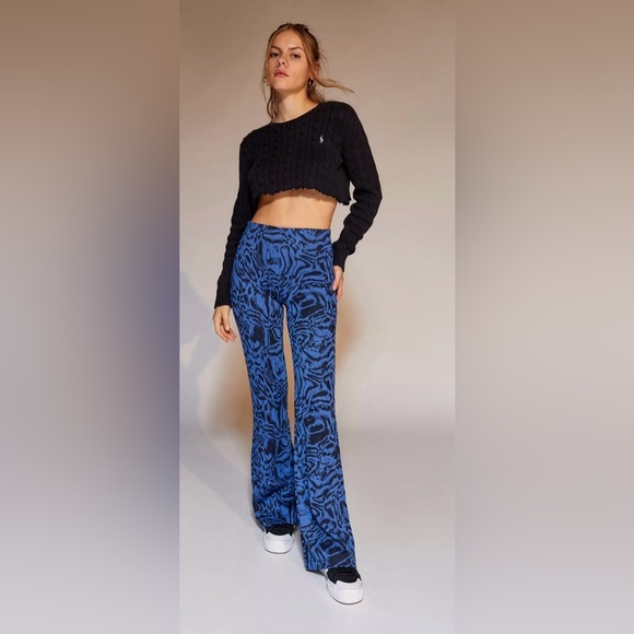 Urban Outfitters Blue Abstract Flare Pants - Picture 1 of 11